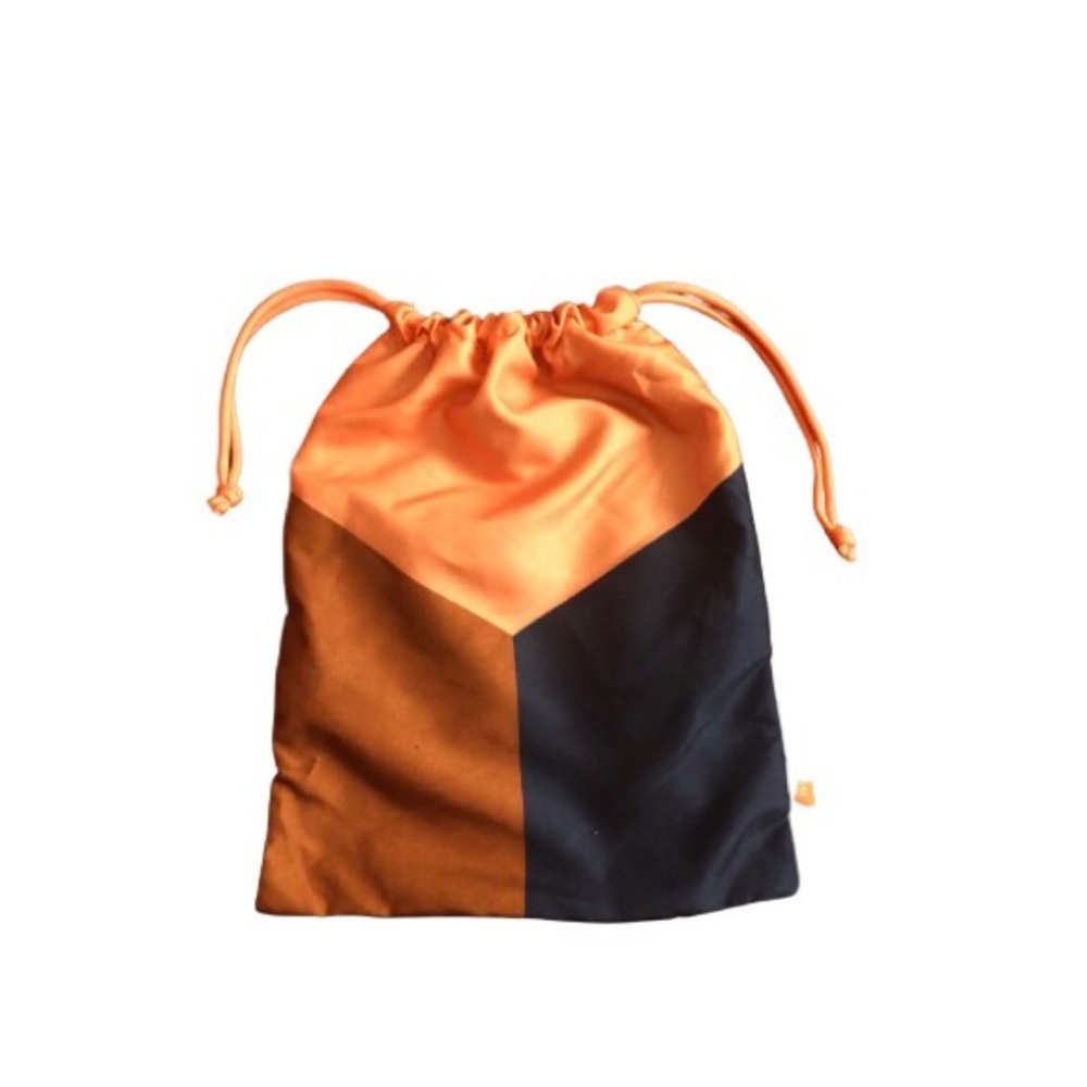 Peach Navy Brown‎ Geometric Mod Drawstring Ipsy Cosmetic Bag